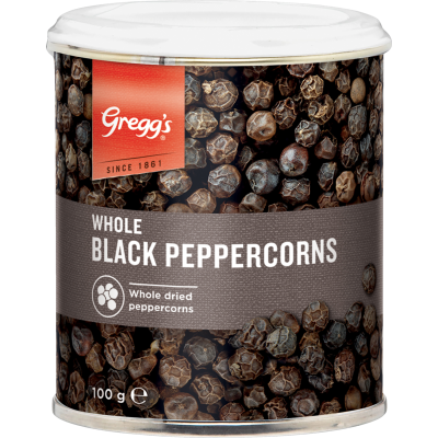 Peppercorns Whole Black Gregg's 100g - Spice Pantry
